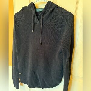 Lauren by Ralph Lauren black waffle hoodie sweater sweatshirt
